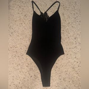 O’Delilah V neck lace zip back tank bodysuit. XS. EUC.